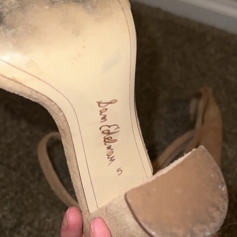 Sam Edelman Yaro Beige‎ Tan Neutral Suede Leather Block Heel Sandals